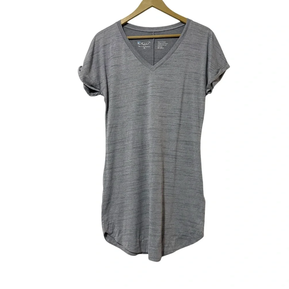 KUHL Gray Intent V Neck Shirt Dress Size Small Neutral Mini Casual Basic